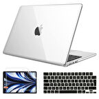 NovStrap Apple MacBook Air 13.6 inç 2022 M2 Çip A2681 Uyumlu Kılıf Parlak-Siyah Klavye Kılıfı-Film