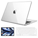 NovStrap Apple MacBook Air 13.6 inç 2022 M2 Çip A2681 Uyumlu Kılıf Parlak-Şeffaf Klavye Kılıfı-Film