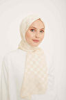 Armine Trend Jakarlı Krem Dama Desen Diamond şal 2-23002