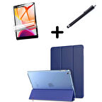 Apple iPad 5. / 6. Nesil Air 1 / 2 9.7 Kılıf Set PU Deri Smart Tablet Kilifi Ekran Koruyucu + Kalem