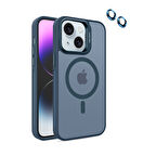 Apple iPhone 14 Plus Kılıf Magsafe Standlı + Klon Kamera Lensli Kapak