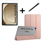 Samsung Galaxy Tab A9 Plus X210 Kılıf SET PU Deri Smart Tablet Kilifi Ekran Koruyucu + Kalem X213 X215 X217