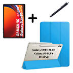 Samsung Galaxy Tab S9 FE Plus/S10 Plus/S9 Plus Kılıf SET PU Deri Smart Tablet Kilifi Ekran Koruyucu + Kalem
