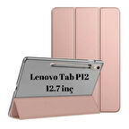 Lenovo Tab P12 12.7inç TB370FU Kalem Bölmeli Kılıf PU Deri Smart Standlı Case