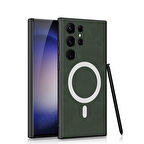 Samsung Galaxy S24 Ultra Kılıf Magsafe Deri Tasarımlı Kıpta Nubuk Kapak