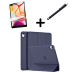 Apple iPad Air 11inç M2/M3 2025-2024 Kılıf SET PU Deri Smart Tablet Kilifi Ekran Koruyucu + Kalem