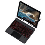 Apple iPad Air 13inç M2 2024 Kılıf Led Işıklı Magnetik Standlı Klavyeli Kılıf A2898 A2899 A2900