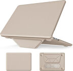 Apple Macbook Air 15inç M2/M3 A2941 A3114 Kılıf Synthetic İpeksi Deri Standlı Havalandırmalı Kapak 2023 2024