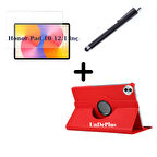 Honor Pad 10 12.1inç Kılıf Dönen Tablet Kilifi Ekran Koruyucu+Kalem
