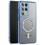 Samsung Galaxy S26 Ultra Kılıf M-Safe Şarj Uyumlu Simli Kamera Kenar Taşlı Kapak Joke