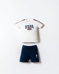 U.S. Polo Assn. Erkek Bebek Şort T-Shirt Takım %100 Pamuk Yazlık Bebek Takımı USPA Baskılı