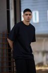 Erkek Düz T-Shirt Kısa Kol Bisiklet Yaka Regular Fit Rahat Kalıp Günlük Tişört - Siyah