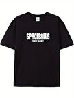 20/1 Penye Compack SPACEBALLS Erkek Baskılı Oversize Bisiklet Yaka Kısa Kol Yazlık T-shirt - Siyah
