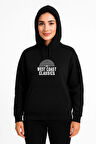 Kadın Kapşonlu Sweatshirt - Oversize'West Coast Classics' - Siyah