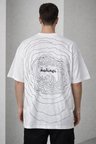 Erkek Kısa Kol Yazlık Tişört Bisiklet Yaka Baskılı Oversize T-Shirt - Beyaz