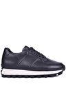 Shoetyle - Siyah Hakiki Deri Bağcıklı Erkek Sneaker 115-K556