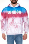 Erkek "SPLASH LONDON" Baskılı Kapüşonlu Hoodie  %100 Pamuklu Uzun Kollu