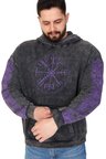 Erkek "SHOULDER VIKING" Baskılı Kapüşonlu Hoodie  %100 Pamuklu Uzun Kollu