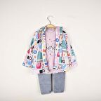 Necix's Desenli Yağmurluklu Üçlü Takım