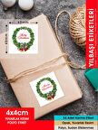 Yılbaşı Çelenk Etiket - 1 , Merry Christmas, 4 Cm - 55 Adet Folyo Sticker
