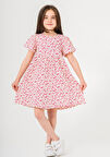 Çiçek Desnli Kız Çocuk Müslin Elbise 3802