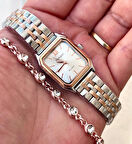 Ferrucci Milano Minimal Kare Kadran Çelik Kadın Kol Saati+Bileklik Hediyeli