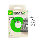 GP ŞARJ CİHAZI 4'LU AA+AAA PİLSİZ USB'Lİ B411