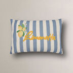 Limon Baskılı Punch Yazılı Dikdörtgen Kırlent Kılıfı