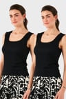 Lela Slim Fit Kalın Dantelli Kare Yaka Bürümcük 2'li Paket Atlet Bayan ATLET 5864979S2