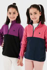Lela Yumuşak Dokulu Yarım Fermuarlı Renk Bloklu Dik Yaka Unisex Çocuk 2'li Paket Polar POLAR 5905004S2
