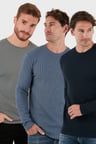 Buratti Pamuklu Bisklet Yaka Normal Kalıp Basic 3'lü Paket Sweat Erkek SWEAT 5905073S3