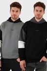 Buratti Pamuklu Relaxed Fit Kapüşonlu İçi Tüylü Yumuşak Şardonlu 2' li Paket Sweat Erkek SWEAT 5905299S2
