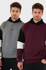 Buratti Pamuklu Relaxed Fit Kapüşonlu İçi Tüylü Yumuşak Şardonlu 2' li Paket Sweat Erkek SWEAT 5905299S2