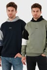 Buratti Pamuklu Relaxed Fit Kapüşonlu İçi Tüylü Yumuşak Şardonlu 2' li Paket Sweat Erkek SWEAT 5905299S2
