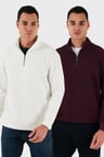 Buratti Pamuklu Regular Fit Yarım Fermuarlı Dik Yaka 2'li Paket Sweat Erkek SWEAT 5905716S2