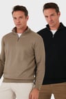 Buratti Pamuklu Regular Fit Yarım Fermuarlı Dik Yaka 2'li Paket Sweat Erkek SWEAT 5905716S2