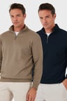 Buratti Pamuklu Regular Fit Yarım Fermuarlı Dik Yaka 2'li Paket Sweat Erkek SWEAT 5905716S2