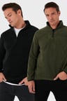 Buratti Slim Fit Yarım Fermuarlı Dik Yaka Soğuk Geçirmez 2'li Paket Polar Erkek POLAR 5906003S2