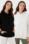 Lela Regular Fit Pamuklu Kapüşonlu Yaka Şardonlu Kışlık 2'li Paket Sweat Bayan SWEAT 5863854S2