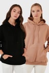 Lela Regular Fit Pamuklu Kapüşonlu Yaka Şardonlu Kışlık 2'li Paket Sweat Bayan SWEAT 5863854S2
