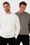 Buratti Regular Fit Bisiklet Yaka Şardonlu 2'li Paket Sweat Erkek SWEAT 5905255S2