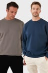 Buratti Regular Fit Bisiklet Yaka Şardonlu 2'li Paket Sweat Erkek SWEAT 5905255S2