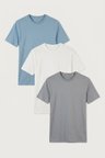 Buratti Pamuklu Regular Fit Bisiklet Yaka 3'lü Paket T Shirt Erkek T SHİRT 59020204S3 Mavi-Açık Gri-Ekru