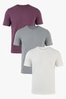 Buratti Pamuklu Regular Fit Bisiklet Yaka 3'lü Paket T Shirt Erkek T SHİRT 59020204S3 Mürdüm-Açık Gri-Ekru