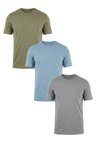 Buratti Pamuklu Regular Fit Bisiklet Yaka 3'lü Paket T Shirt Erkek T SHİRT 59020204S3 Vizon Yeşil-Mavi-Açık Gri