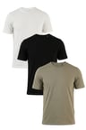 Buratti Pamuklu Regular Fit Bisiklet Yaka 3'lü Paket T Shirt Erkek T SHİRT 59020204S3 Siyah-Vizon Yeşili-Ekru