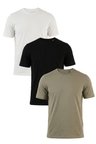 Buratti Pamuklu Regular Fit Bisiklet Yaka 3'lü Paket T Shirt Erkek T SHİRT 59020204S3 Siyah-Vizon Yeşili-Ekru