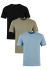 Buratti Pamuklu Regular Fit Bisiklet Yaka 3'lü Paket T Shirt Erkek T SHİRT 59020204S3 Siyah-Vizon Yeşili-Mavi