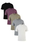Buratti Pamuklu Regular Fit Bisiklet Yaka 5'li Paket T Shirt Erkek T SHİRT 59020204S5 Siyah-Mürdüm-Vizon Yeşili-Açık Gri-Ekru