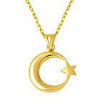 Ay Yıldızlı 14 Ayar Taşsız Altın Kolye